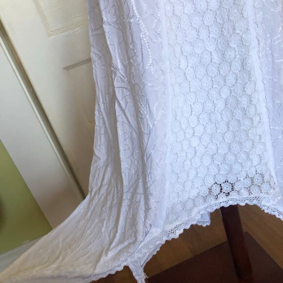 VTG 90s Y2K Anandas Collection Maxi Dress White XL Crochet Lace Sheer Fairycore - Picture 3 of 10